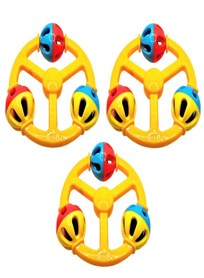 SSKR Pack of 3 Pcs Colorful Baby Rattle Toy for New Born Babies and Kids | Safe & Durable Infant Rattle for Newborns & Toddlers, Easy-to-Grip Developmental Toy for Sensory & Motor Skills (Multicolor) - Image 1